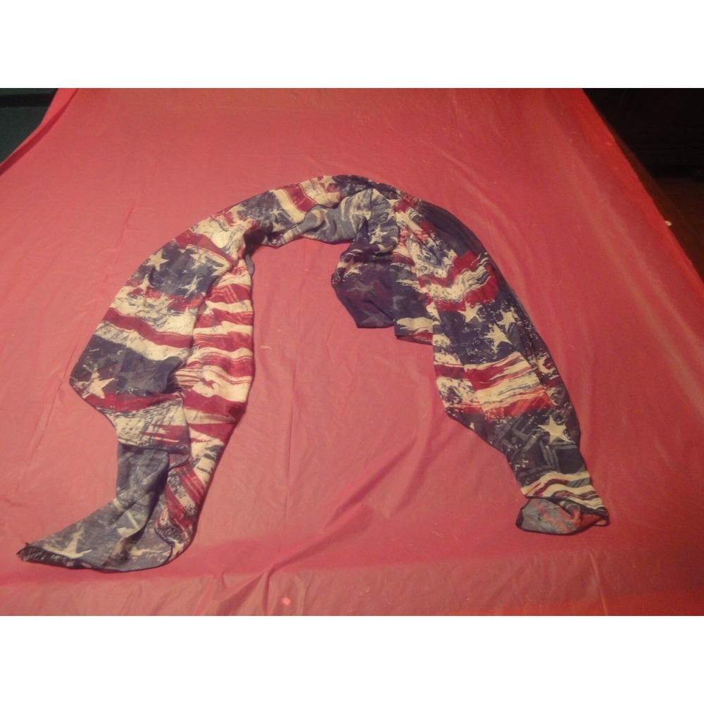Cal style‎ USA Red white blue stars flag womens scarf NWT